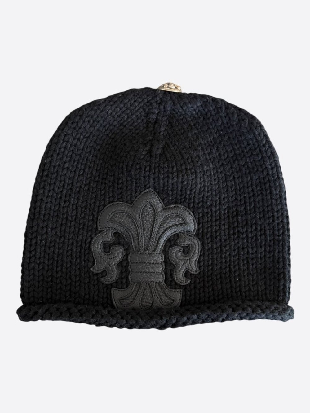 Chrome Hearts Black Fleur Patch Cashmere Beanie